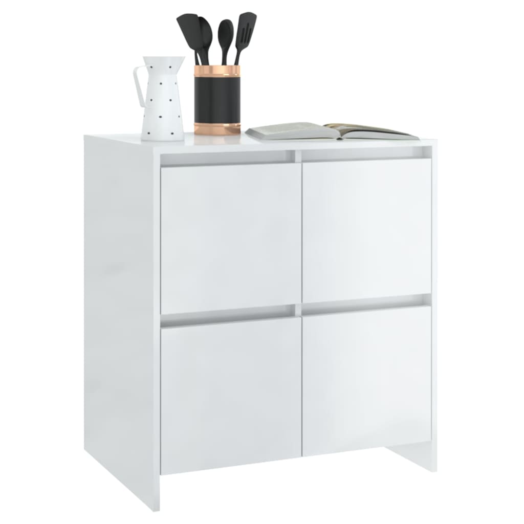 Credenza Bianco Lucido 70x41x75 cm in Truciolato 809770