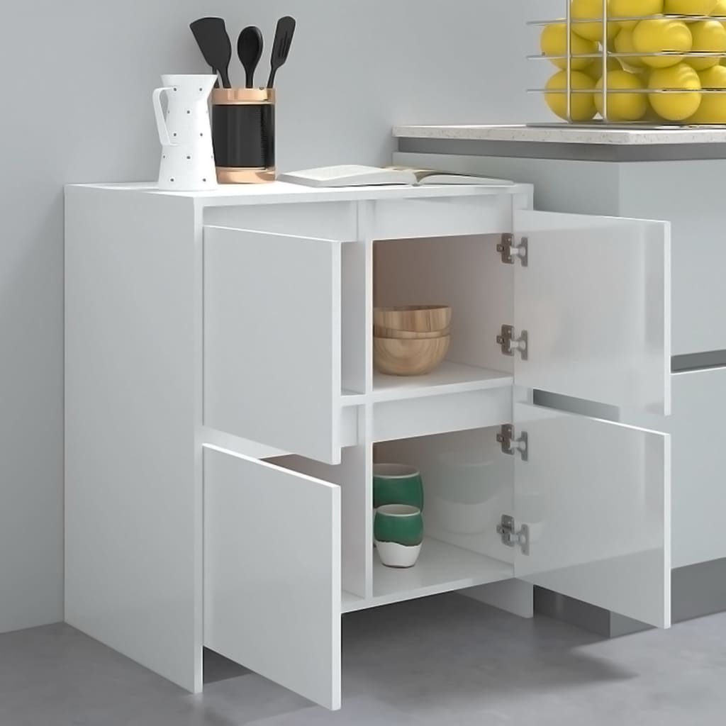Credenza Bianco Lucido 70x41x75 cm in Truciolato 809770