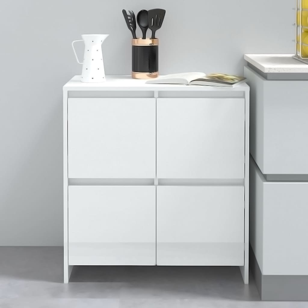 Credenza Bianco Lucido 70x41x75 cm in Truciolato 809770
