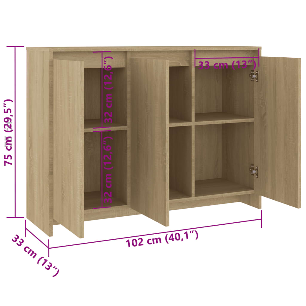 Credenza-Buffet-Armadio da cucina Rovere Sonoma 102x33x75 cm in Truciolato