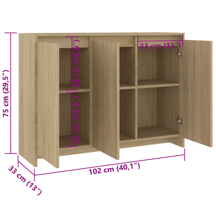 Credenza-Buffet-Armadio da cucina Rovere Sonoma 102x33x75 cm in Truciolato
