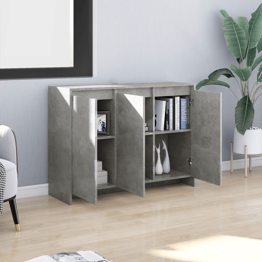 Credenza-Buffet-Armadio da cucina Grigio Cemento 102x33x75 cm in Truciolato