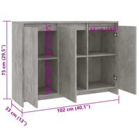 Credenza Grigio Cemento 102x33x75 cm in Truciolato cod mxl 16817