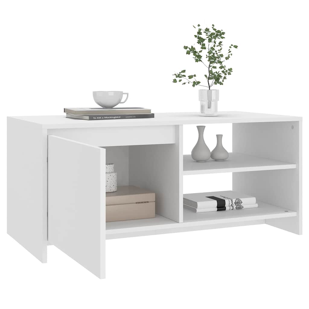 Tavolino da Salotto Bianco 102x50x45 cm Legno Multistrato 809827