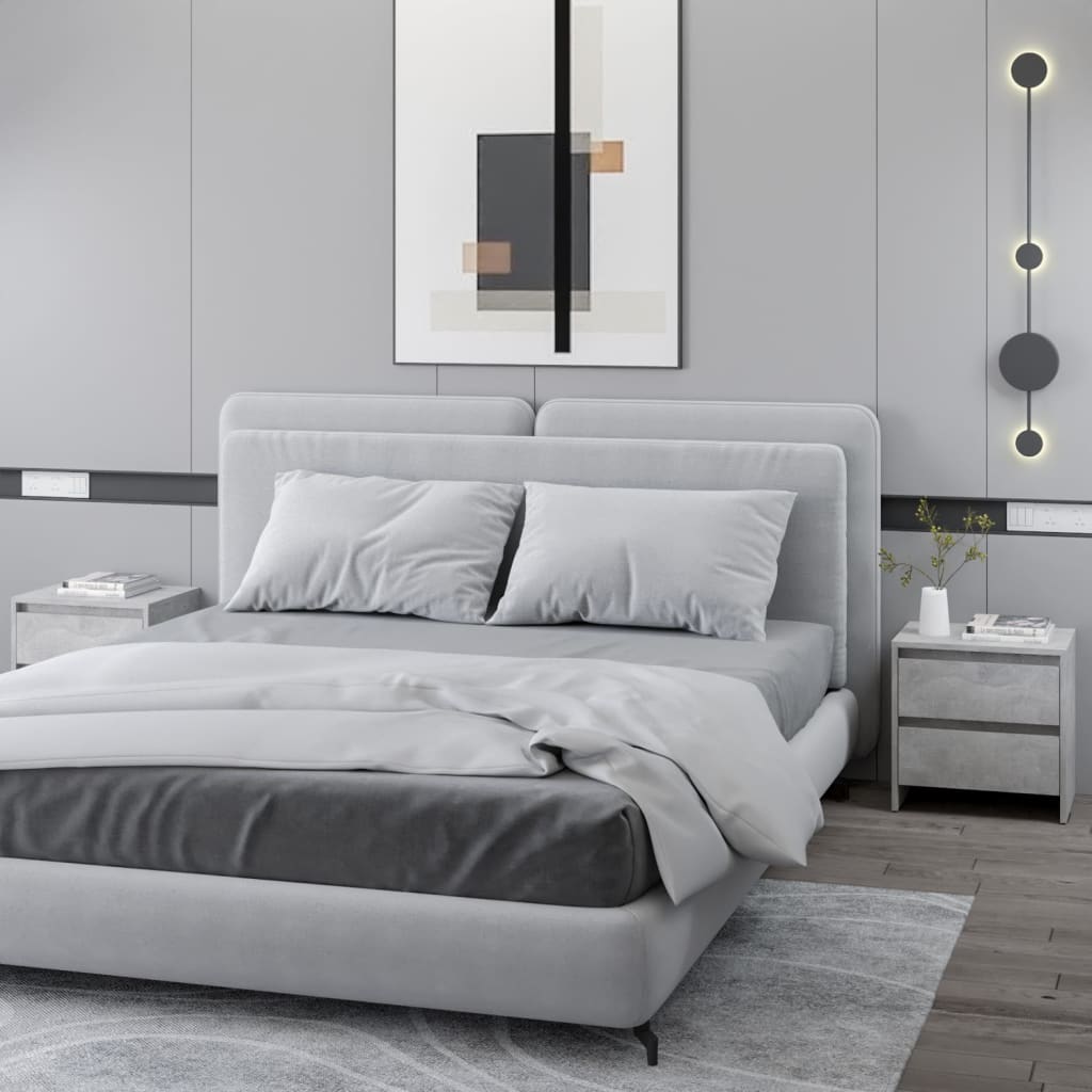 Comodini 2 pz Grigio Cemento 45x34,5x44,5 cm in Truciolato 809854
