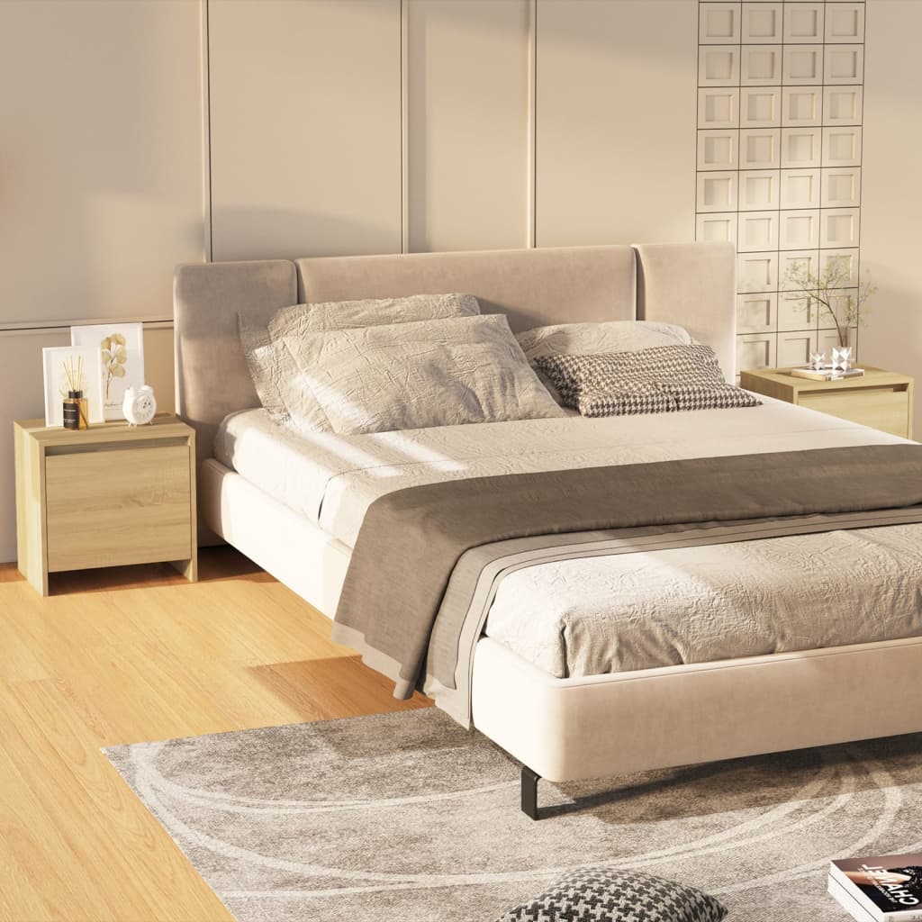 Comodini 2 pz Rovere Sonoma 45x34x44,5 cm in Truciolato 809870