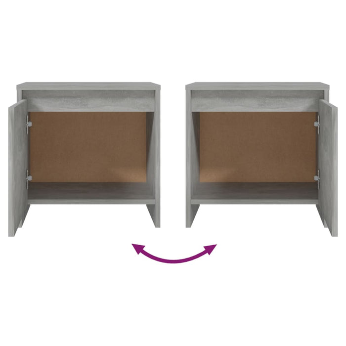 Comodini 2 pz Grigio Cemento 45x34x44,5 cm in Truciolato cod mxl 30414