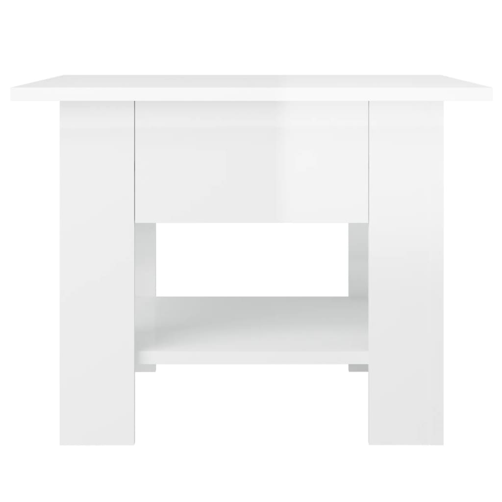 Tavolino da Salotto Bianco Lucido 55x55x42 cm Legno Multistrato 810268