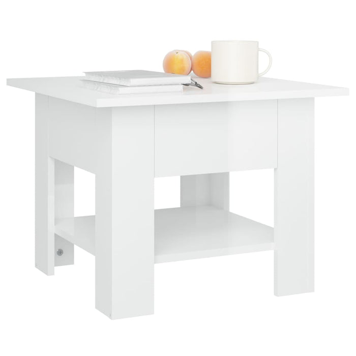 Tavolino da Salotto Bianco Lucido 55x55x42 cm Legno Multistrato 810268