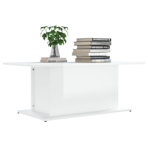 Tavolino da Salotto Bianco Lucido 102x55,5x40 cm in Truciolato cod mxl 15938