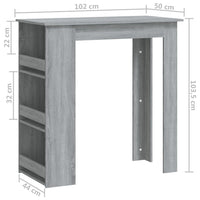 Tavolo Bar con Ripiani Grigio Sonoma 102x50x103,5cm Truciolato 812967