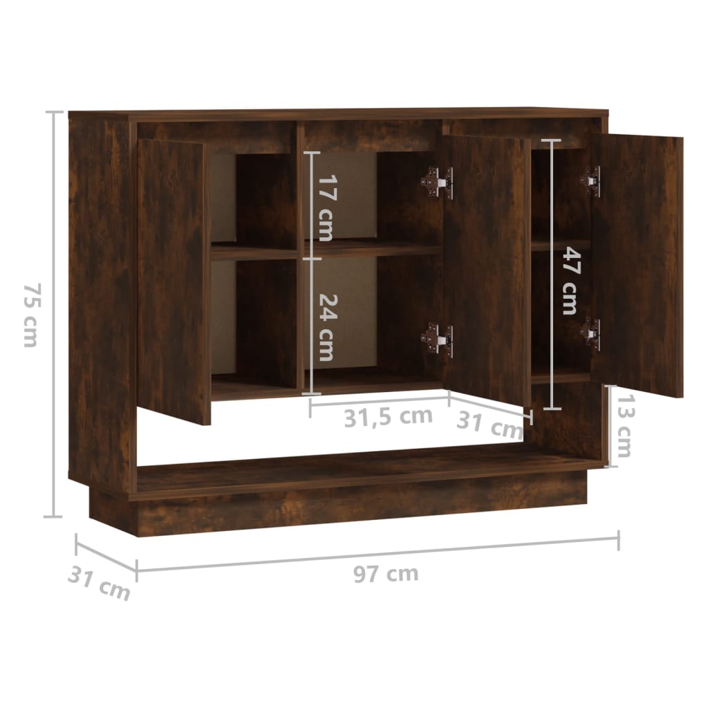 Credenza Rovere Fumo 97x31x75 cm in Truciolato 812987