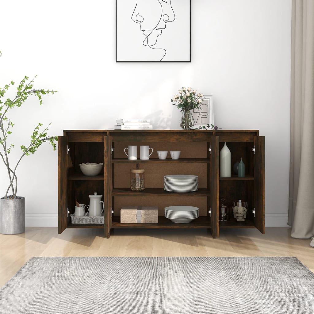 Credenza Rovere Fumo 135x41x75 cm in Truciolato 813056