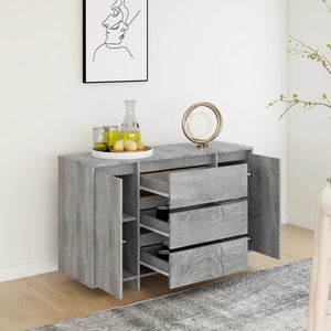 Credenza con 3 Cassetti Grigio Sonoma 120x41x75cm in Truciolato 813063