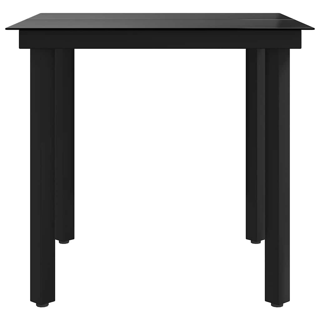 Tavolo da Giardino Nero 80x80x74 cm in Acciaio e Vetro 318746