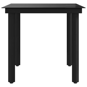 Tavolo da Giardino Nero 80x80x74 cm in Acciaio e Vetro 318746