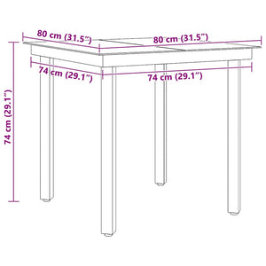Tavolo da Giardino Nero 80x80x74 cm in Acciaio e Vetro 318746