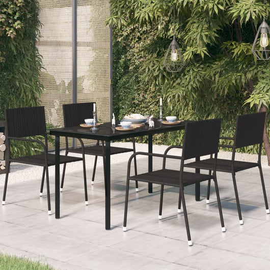 Tavolo da Giardino Nero 140x70x74 cm in Acciaio e Vetro 318747
