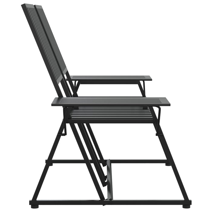 Panca da Giardino a 2 Posti 165 cm Nera in Acciaio 318819