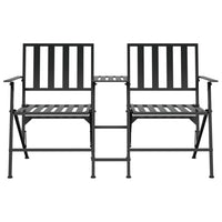 Panca Pieghevole da Giardino a 2 Posti 137 cm Nera in Acciaio