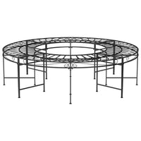 Panca da giardino arredo da giardino per esterno terrazza circolare albero torre diametro 160 cm acciaio nero 02_0011120