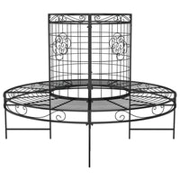 Panchina per Albero Circolare Ø137 cm Nera in Acciaio 318822