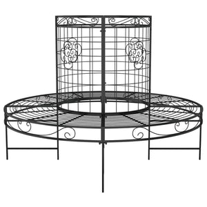 Panchina per Albero Circolare Ø137 cm Nera in Acciaio 318822