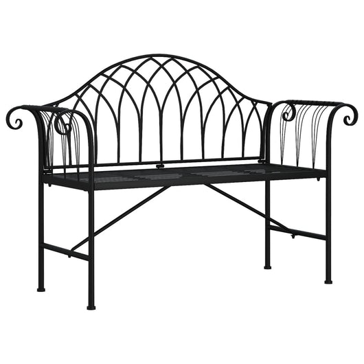 Panca da giardino mobili da giardino per esterni terrazza 2 posti 128 x 44,5 x 88 cm acciaio nero 02_0011282
