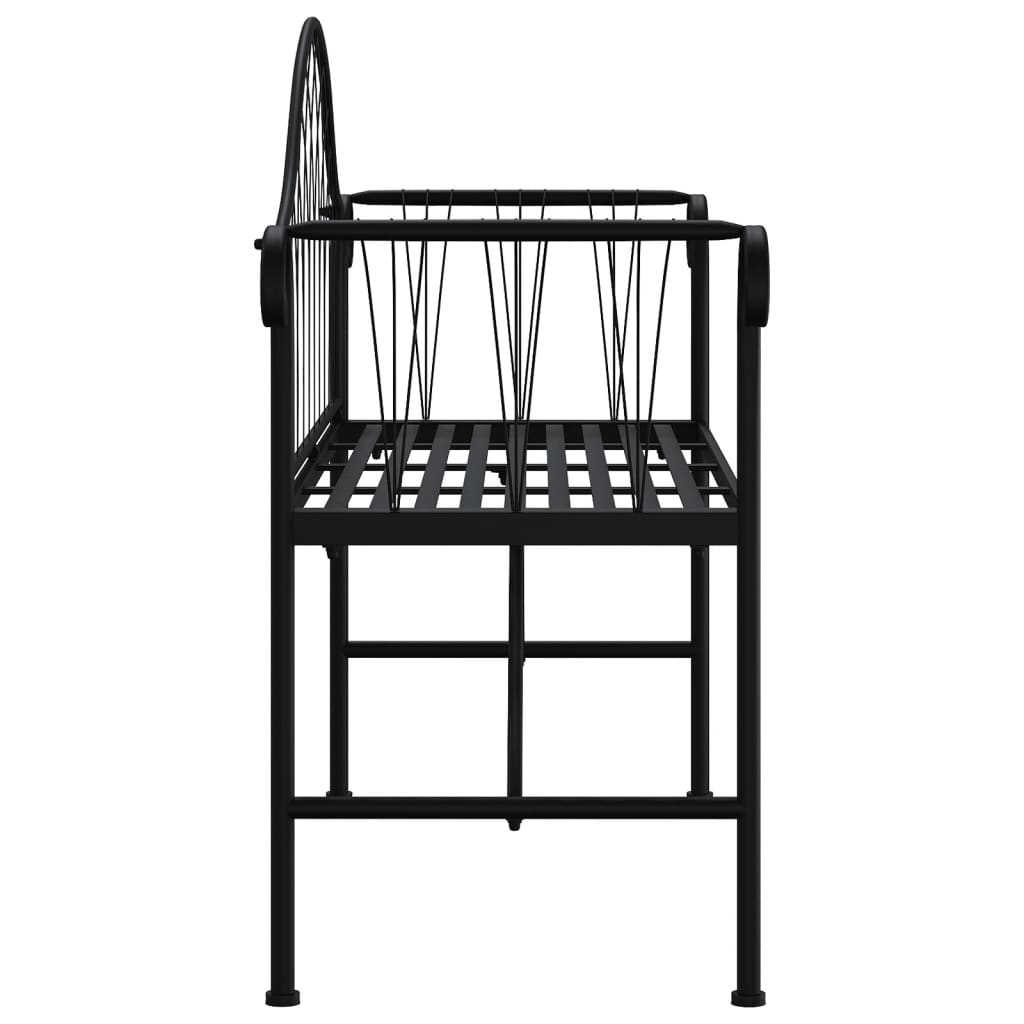 Panca da giardino mobili da giardino per esterni terrazza 2 posti 128 x 44,5 x 88 cm acciaio nero 02_0011282