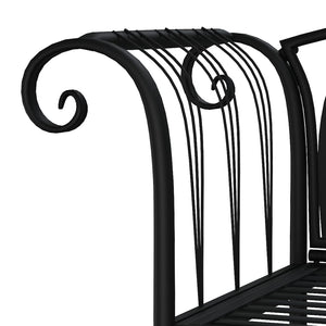 Panca da giardino mobili da giardino per esterni terrazza 2 posti 128 x 44,5 x 88 cm acciaio nero 02_0011282