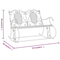 Panca a Dondolo a 2 Posti 113 cm Nera in Acciaio 318829