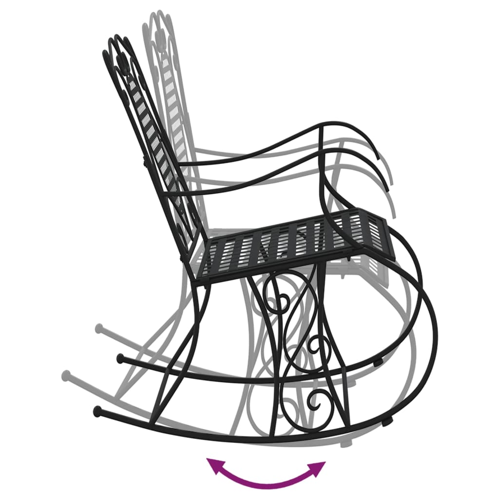 Panca da giardino mobili da giardino per esterni a dondolo terrazza 84 cm acciaio nero 02_0011847