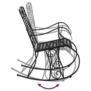 Panca da giardino mobili da giardino per esterni a dondolo terrazza 84 cm acciaio nero 02_0011847