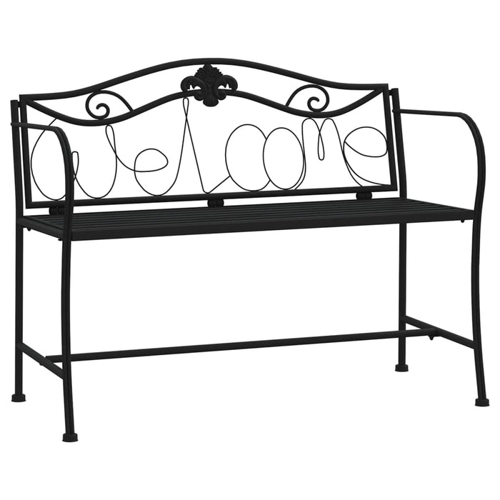 Panca da giardino mobili da giardino per esterni terrazza 2 posti 104 x 52 x 78 cm acciaio nero 02_0011278