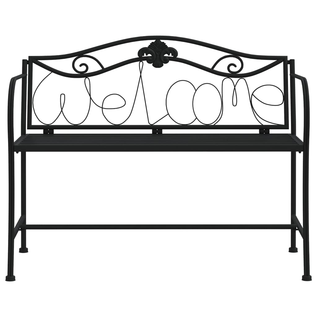 Panca da giardino mobili da giardino per esterni terrazza 2 posti 104 x 52 x 78 cm acciaio nero 02_0011278