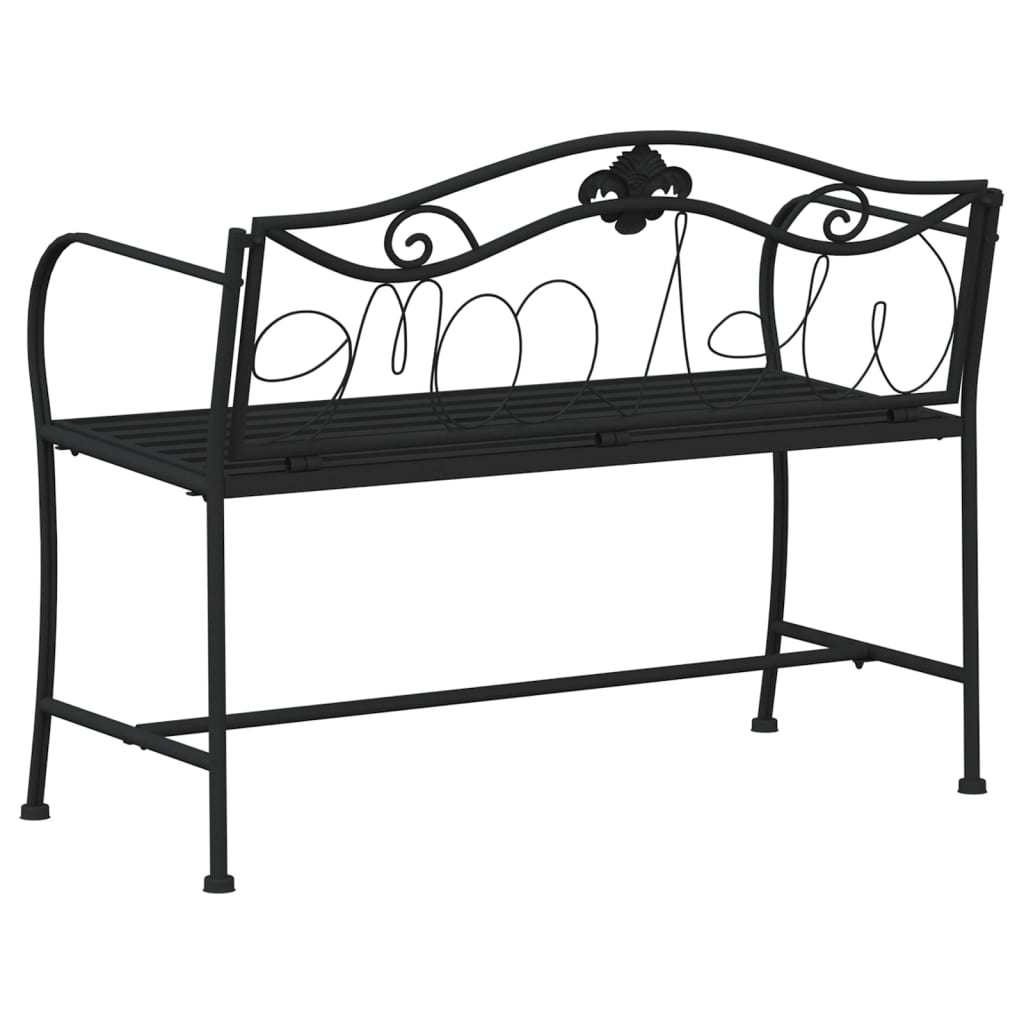 Panca da giardino mobili da giardino per esterni terrazza 2 posti 104 x 52 x 78 cm acciaio nero 02_0011278