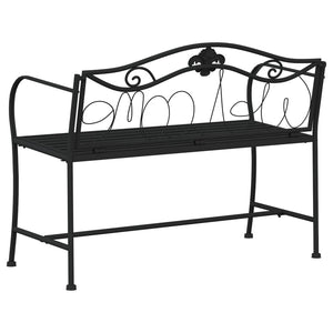 Panca da giardino mobili da giardino per esterni terrazza 2 posti 104 x 52 x 78 cm acciaio nero 02_0011278