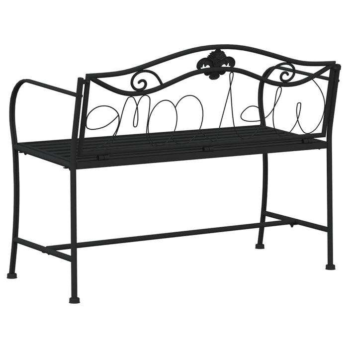 Panca da giardino mobili da giardino per esterni terrazza 2 posti 104 x 52 x 78 cm acciaio nero 02_0011278
