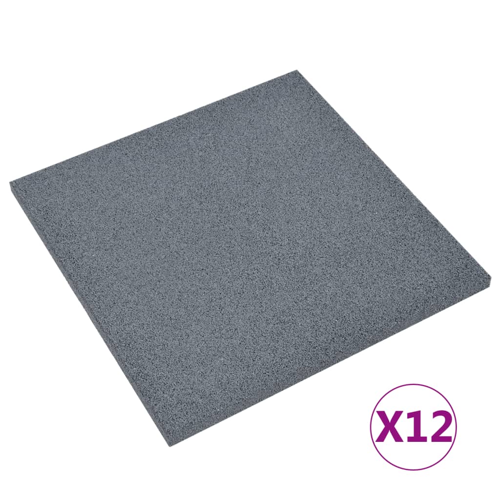Piastrelle Anticaduta 12 pz in Gomma 50x50x3 cm Grigie 3096596