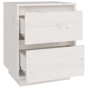 Comodini 2 pz Bianchi 40x35x50 cm in Legno Massello di Pino 813318