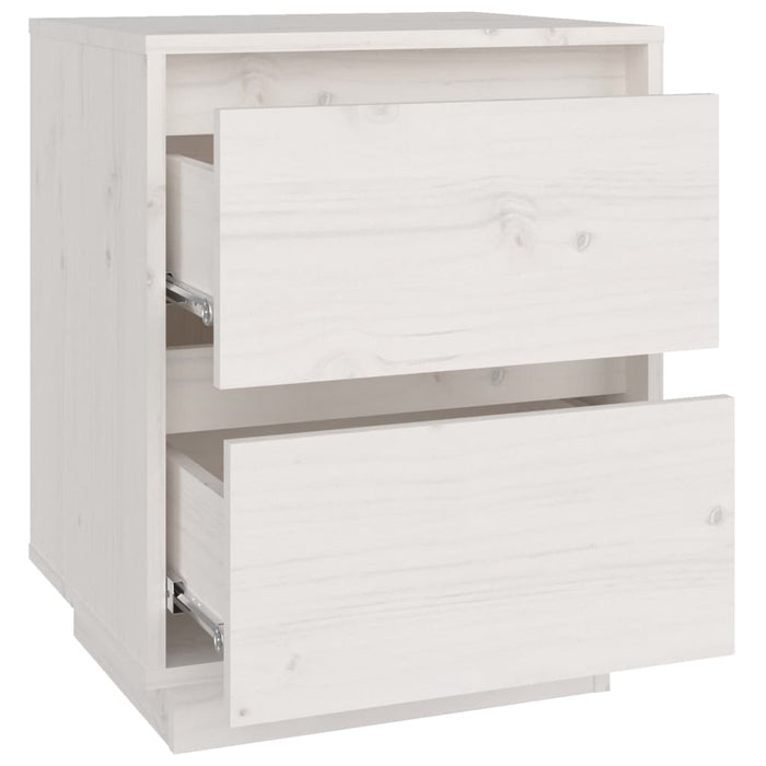 Comodini 2 pz Bianchi 40x35x50 cm in Legno Massello di Pino 813318