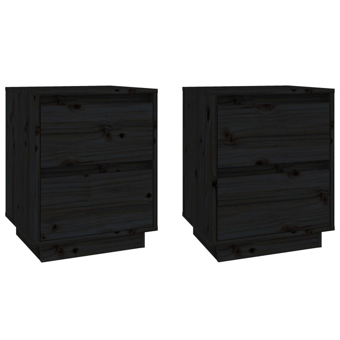 Comodini 2 pz Neri 40x35x50 cm in Legno Massello di Pino cod mxl 31107