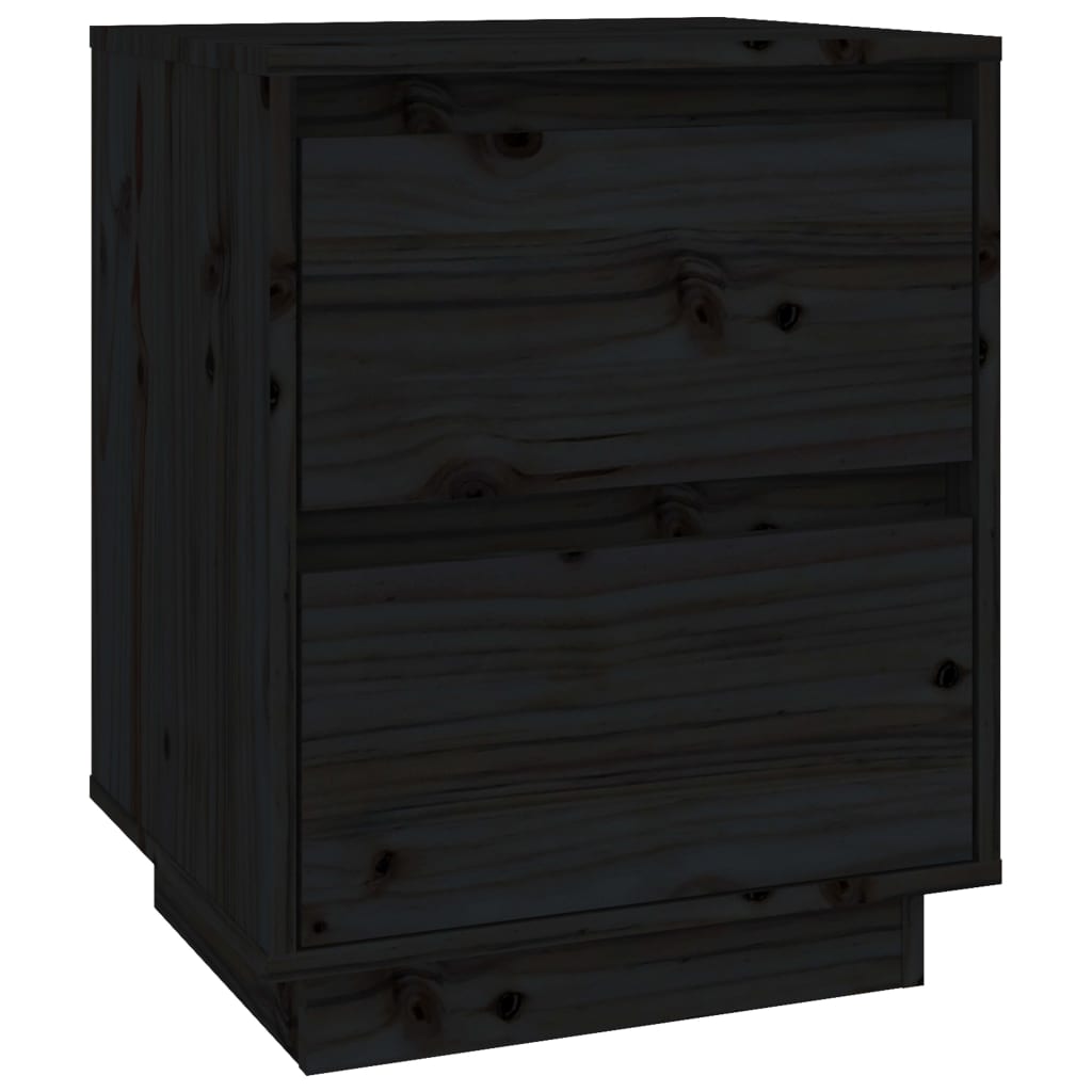 Comodini 2 pz Neri 40x35x50 cm in Legno Massello di Pino cod mxl 31107