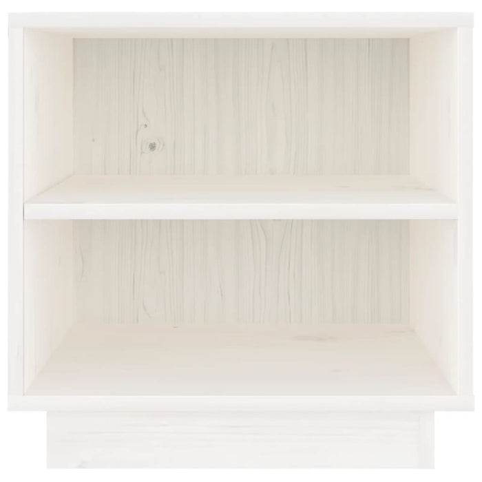 Comodino Bianco 40x34x40 cm in Legno Massello di Pino 813327