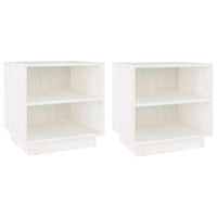 Comodini Bianchi 2 pz 40x34x40 cm in Legno Massello di Pino 813328