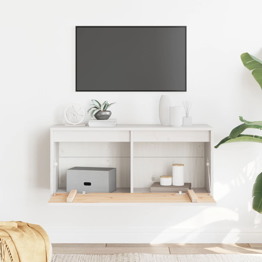 Pensile Bianco 80x30x35 cm in Legno Massello di Pino cod mxl 33558