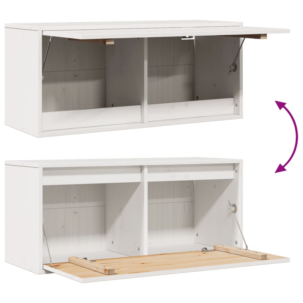 Pensile Bianco 80x30x35 cm in Legno Massello di Pino cod mxl 33558