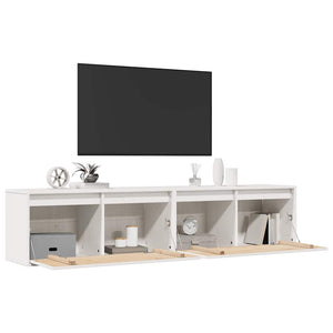 Pensili 2 pz Bianchi 80x30x35 cm in Legno Massello di Pino 813458