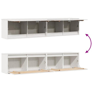 Pensili 2 pz Bianchi 80x30x35 cm in Legno Massello di Pino 813458