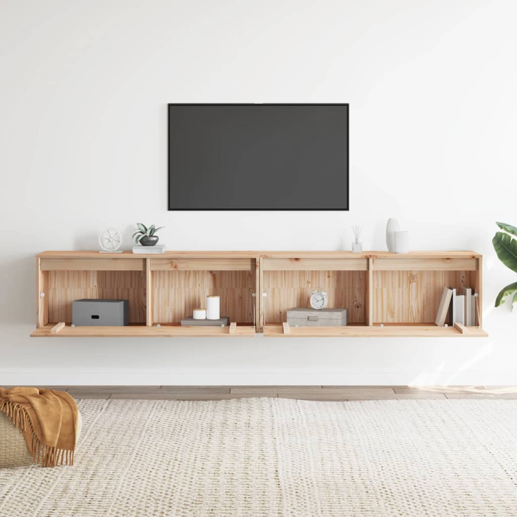 Pensili 2 pz 100x30x35 cm in Legno Massello di Pino cod mxl 52271